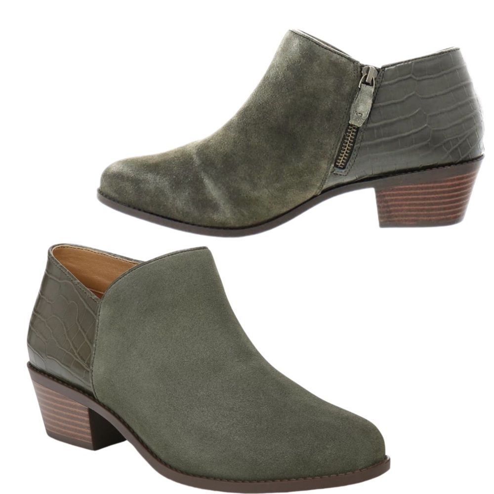 Vionic Water Repellent Suede Ankle Boots Marissa Olive casual classic style